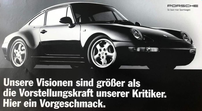 Porsche Poster 911 type 993 Cabriolet 1993 Réimpression publicité 