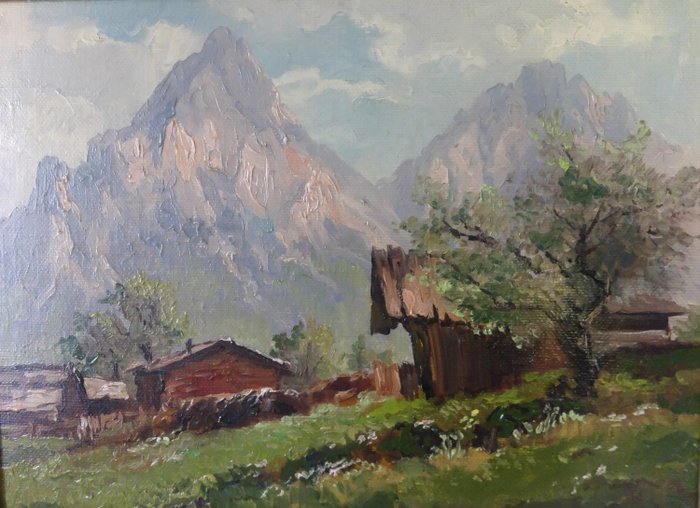 Hans Otto Kraus - Haus in Alpen, House in Alps, Gemälde, painting