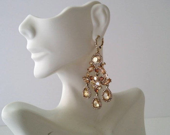 Givenchy Swarovski Crystal Chandelier, Givenchy Gold Tone Crystal Chandelier Earrings