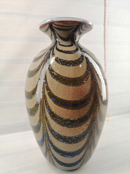 Franco Moretti - 腓尼基花瓶和銀葉 - 玻璃