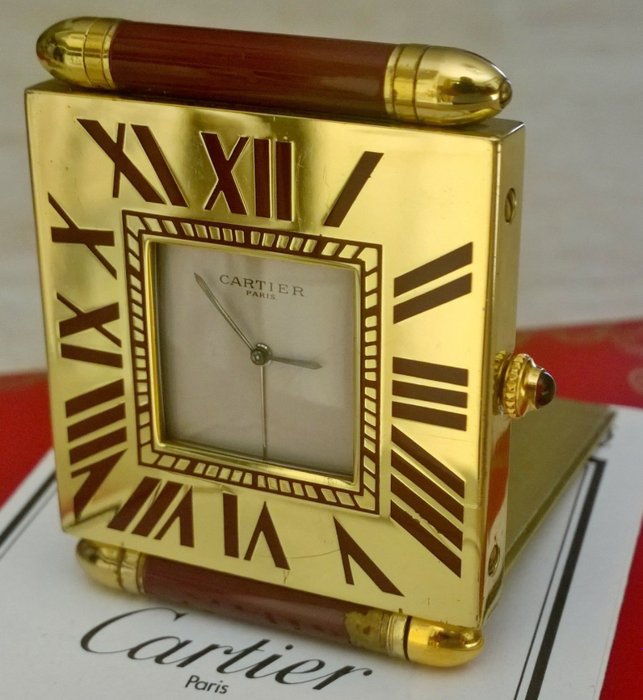 Travel clock - Cartier Paris Quartz Made in France Orologio/Sveglia da viaggio - Gold plated - 2000-2020
