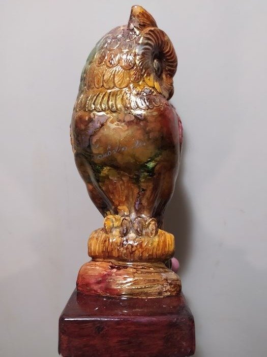 Jean Noël Bouillet - estátua de coruja grande - técnica de laca de dupla camada - peça única - Vidro