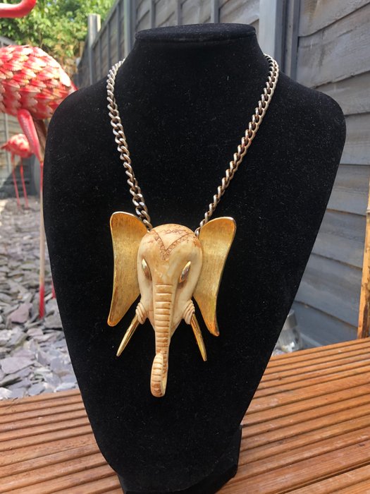 Guldpläterad - Luca Razza massiva elefant halsband