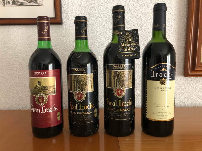 1973 1970 & 1973 Real Irache, 1984 Castillo de Irache & 1984 Gran Irache - Navarra - 4 Bottiglie (0,75 L)