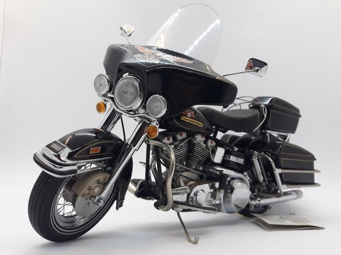 Franklin Mint, Harley Davidson Electra Glide 1:10 vintage, rare avec certificat - motorkerékpár - Ezüsttányér, Műanyag