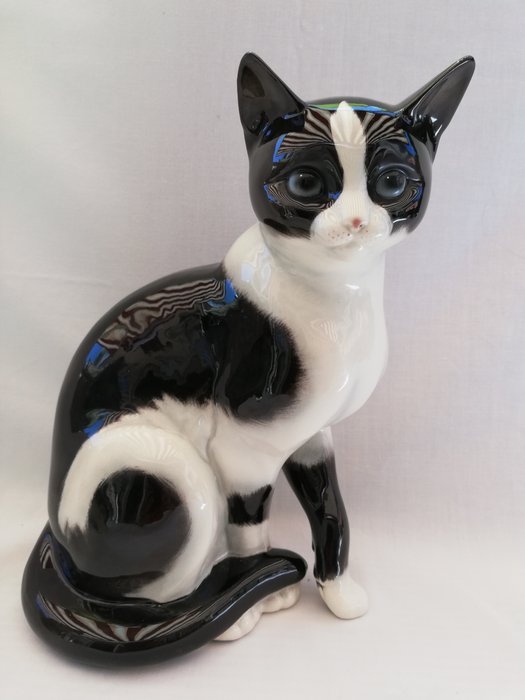 Goebel - Grande gato preto e branco - Porcelana