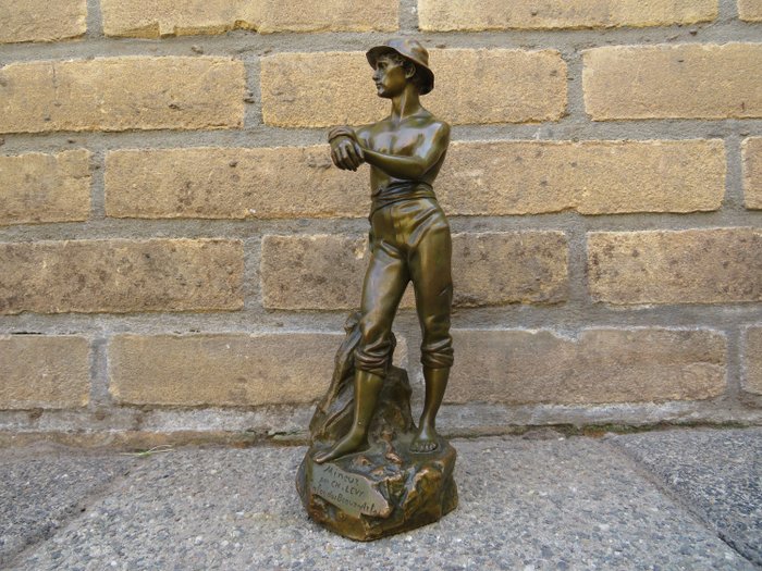 Charles Octave Lévy (1820 - 1899) - 雕塑, 一个矿工 - 黄铜色 - Late 19th century