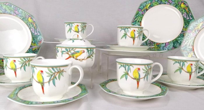 Amazona - Parrots, Flowers, Forest - Heinrich Villeroy & Boch - Serviço de chá + sobremesa (19) - Porcelana