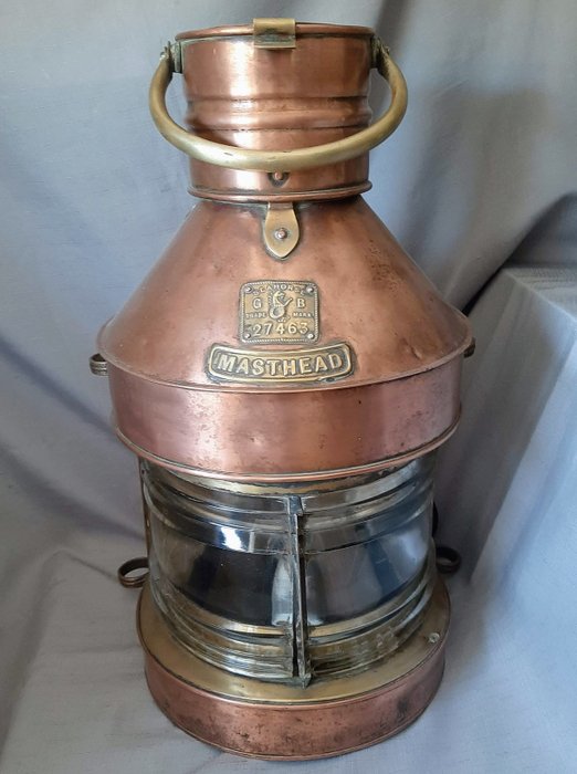 Lampă catarg, Seahorse, George Bocock & Co Ltd, Birmingham - Alamă, Cupru, Sticlă - circa 1930-40