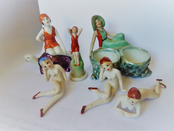 Bañistas de época Art Deco (6) - galletas de porcelana