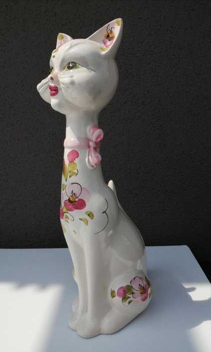 Pisică de porțelan vintage (40 cm) - Ceramică