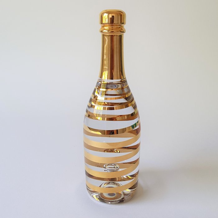Kjell Engman - Kosta Boda - Golden champagne bottle from the "Celebrate" series - Crystal