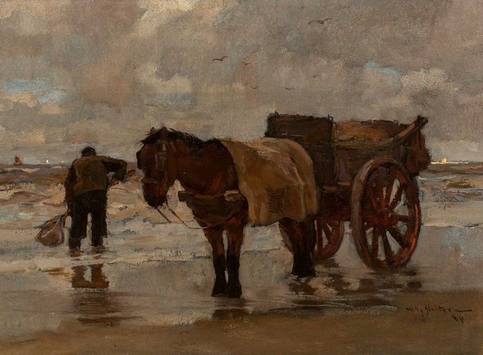 Willy Sluiter (1873-1949) - Schelpenvisser te Katwijk aan zee