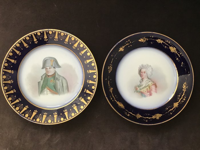 Style de Sévres - Platos, Napoleón Bonaparte y María Antonieta (2) - Porcelana