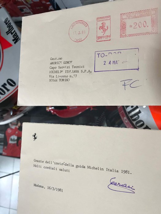 原始签名的恩佐·法拉利私人信件 - Ferrari - 1970-1980