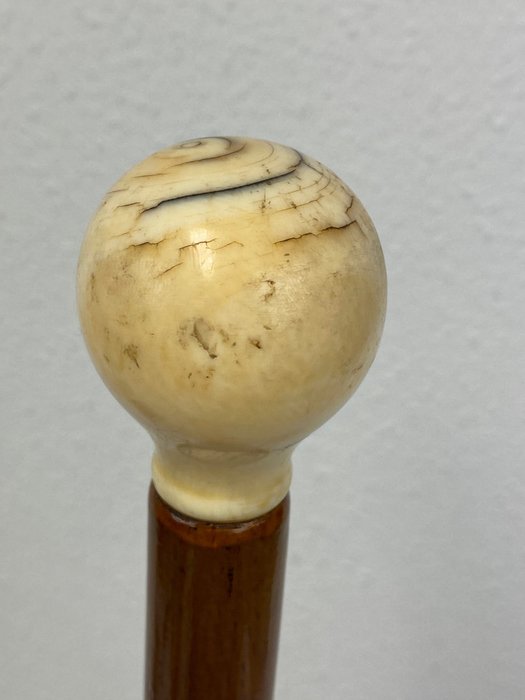 带象牙球形旋钮的手杖-包括证书 - 象牙 - 大约1890年