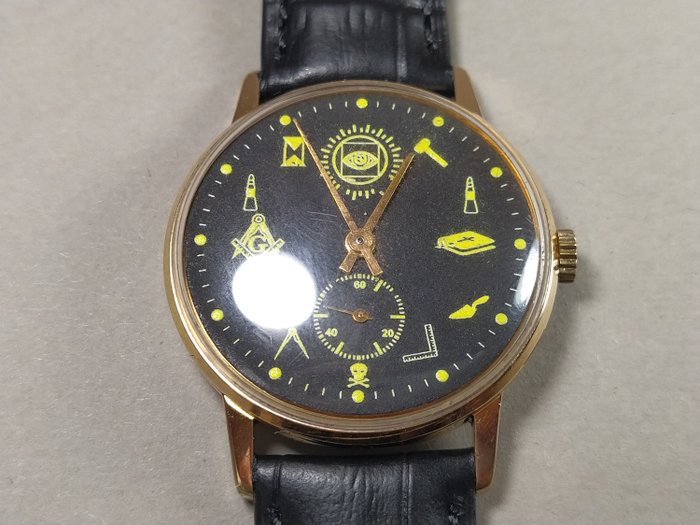 腕表, 罕见的独特苏联俄罗斯共济会手表Raketa - 镀金