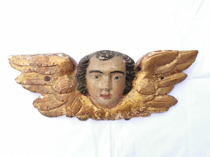 Leder av engel putti kjerub. - Skåret, forgylt, polykrom tre - Barokk - Tre - 1700-tallet