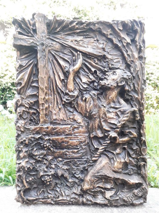Busoni - Skulptur, Das Wunder - Hochrelief - Bronze - Ende des 20. Jahrhunderts