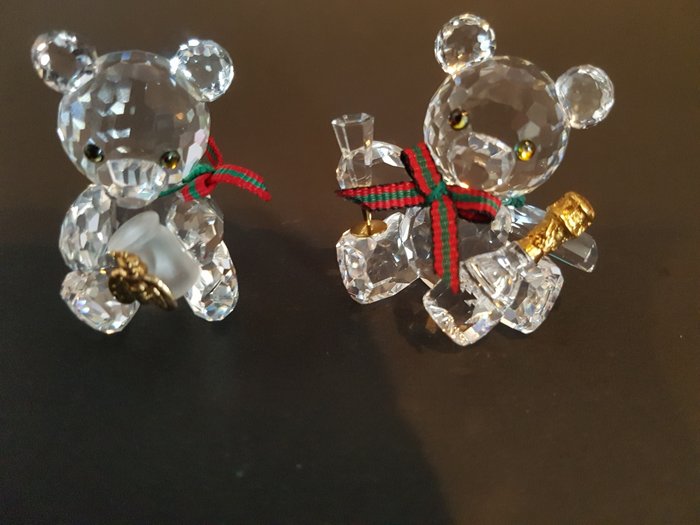 Swarovski krisbjörnar med honungskål och champagneflaska (2) - Kristall