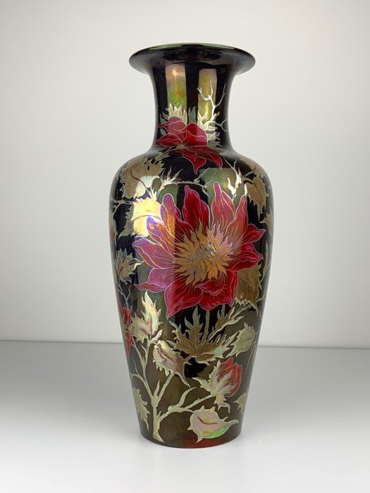 Zsolnay - 大型曙红花瓶-高41.5厘米