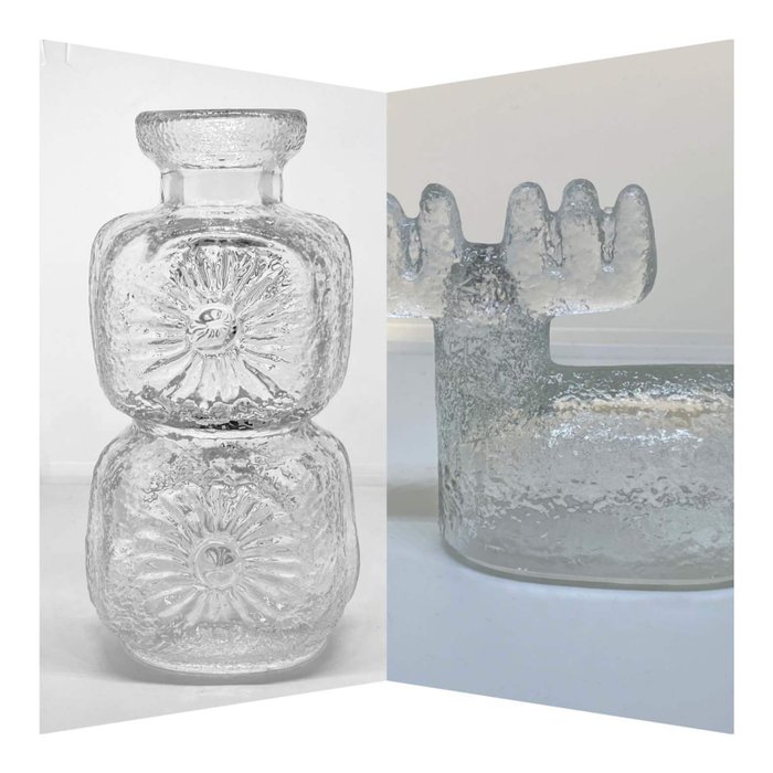 Pável Panek  -  Rosice Glassworks / Sklo Union & Rudolfova Glasfabriek  - Vase + Elch (2) - Pressglas