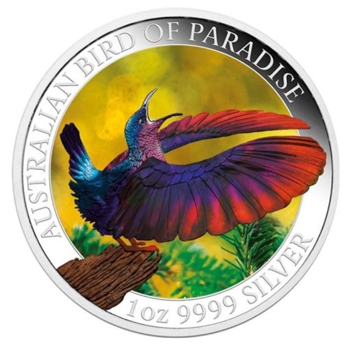 Australie. 1 Dollar 2018 Birds of Paradise - Colorizd - 1 Oz
