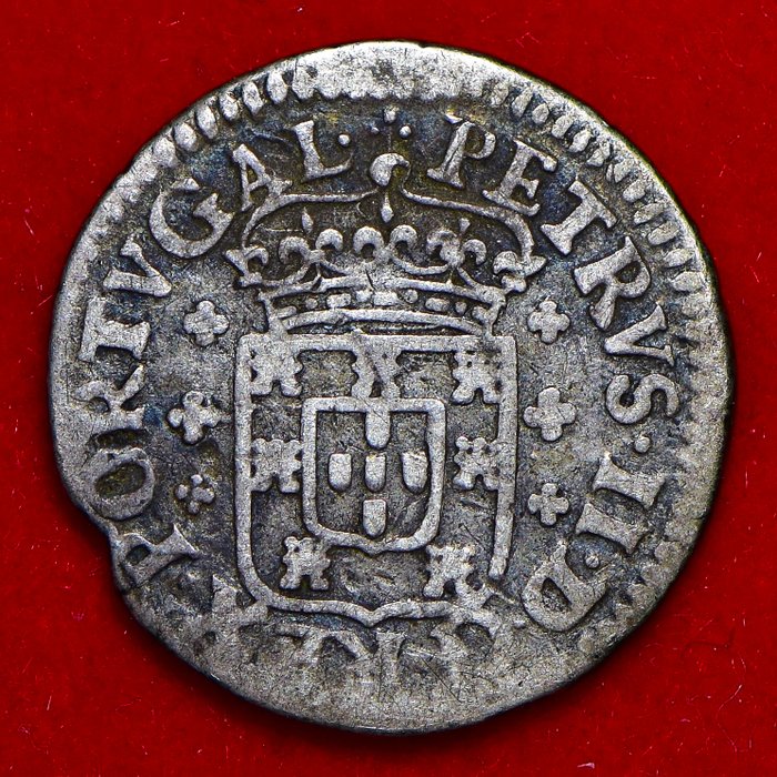 Portugal. D. Pedro II (1683-1706). 3 vinténs (60 réis) Coroa de Príncipe - Escasso