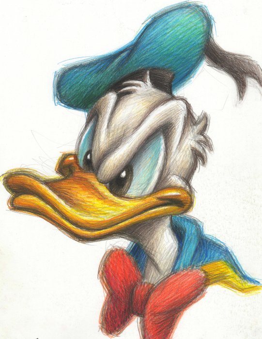 Donald Duck Portrait - Original Drawing - Joan Vizcarra Signed - Original A...