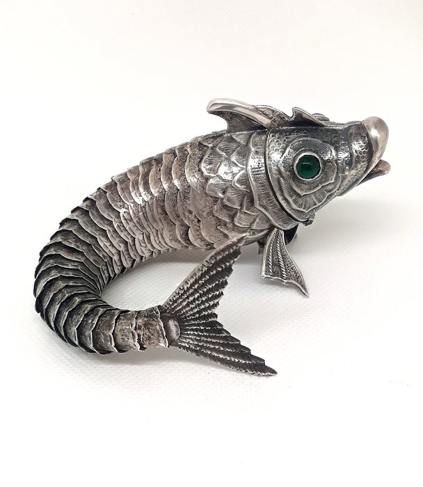 Magnificent Openable and Jointed Fish - .915 silver - Spain - Mid 20th century