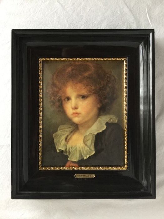 Jean-Baptiste GREUZE (1725 - 1805) __ “Jeune Garçon” - Emaux HELCA - Romantisk emalje portrett scene