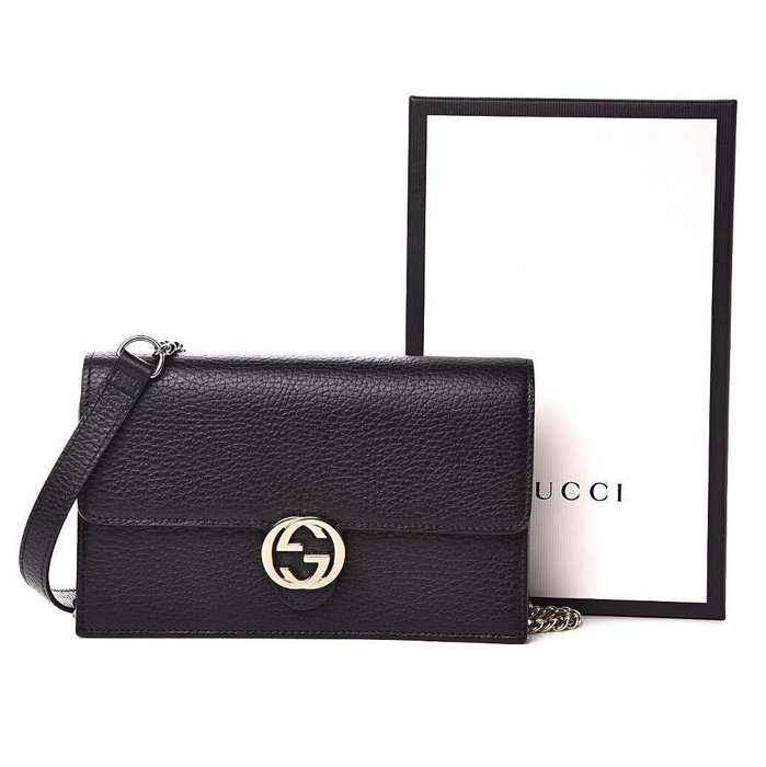 black gucci wallet on chain