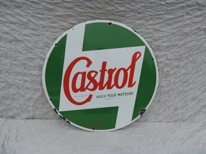 Antiga placa esmaltada - Plaque émaillée Castrol - Castrol - 1940-1950