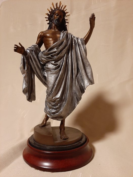 Franklin Mint - Sculptură, „Isus acum și pentru totdeauna”, ediție limitată de mileniu (1) - Bronz (aurit/argintat/patinat/pictură rece)