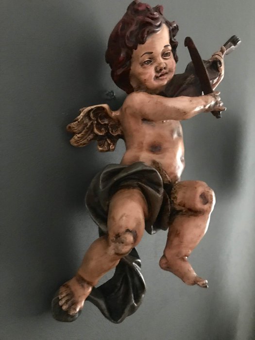 Gyönyörű angyal - Putti - Putto - kerub hegedűvel 60 cm - gyanta