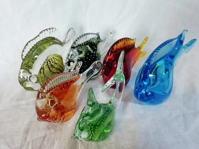 OlandsHyttan & Bergdala Glass - Een verzameling vissen en zwanen, 10 stuks (10) - Glas