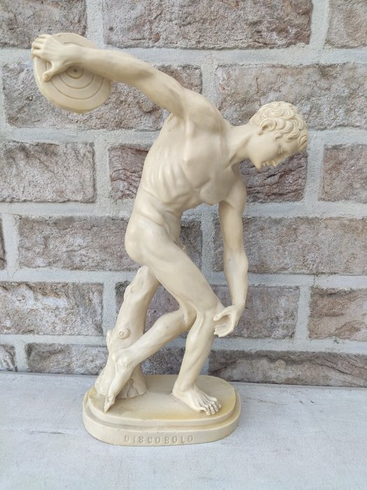 希腊铁饼运动员（DISCOBOLO）的雕像 - 雪花石膏