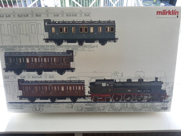 Märklin 1 - 5502 - 火车套装 - 蒸汽机车T18带3辆货车 - Preußischen Staatseisenbahnen 