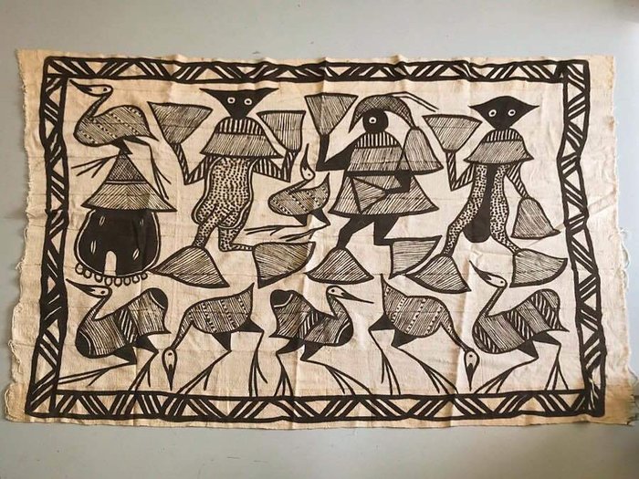 African Art Decor Textile Ivory Coast Senufo Mudcloth Korogho Cloth