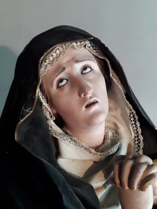 Rzeźba, Matka Boska Bolesna - 65 cm - Papier-maché - późno „700 wcześnie” 800