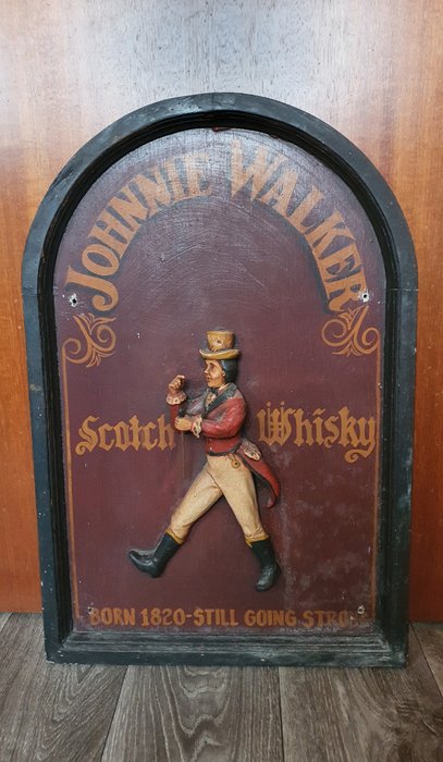 3D Johnnie Walker-Scotch Whisky houten bord, afbeeldingen (1) - Art Nouveau - Hout, Polyester, glasvezel