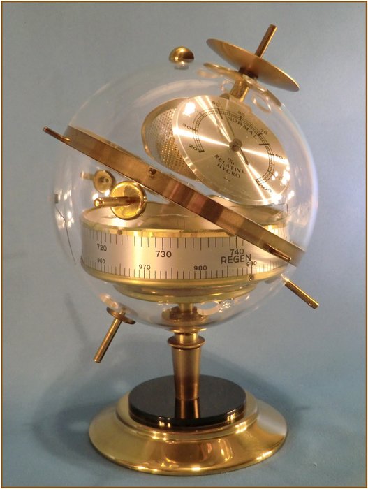 SPUTNIK HUGER Art Deco meteorológiai állomás - Barometer-hőmérő-higrométer
