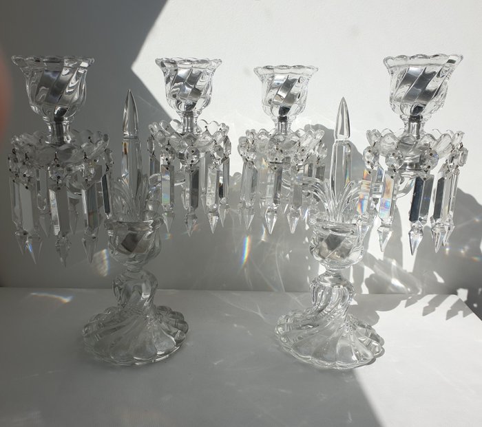 baccarat - baccarat pair of candlesticks with 2 Branches (2) - Crystal