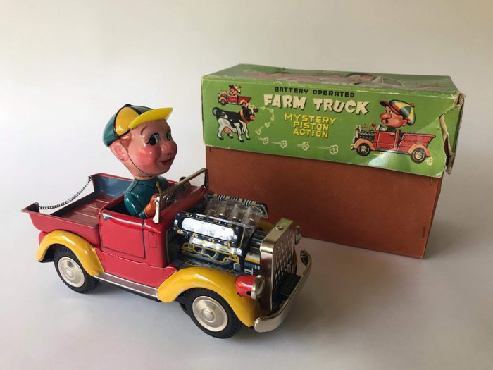 Toy Nomura - Battery Operated tin toy - A36 -  T.N - SHOWA - Carro Farm Truck met Mistery piston action - 1960-1969 - Japão