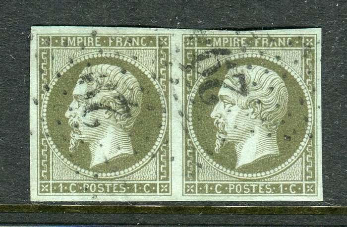 Frankreich 1860/1862 - Rare, Superb Pair of No. 11 postmarked Star 29