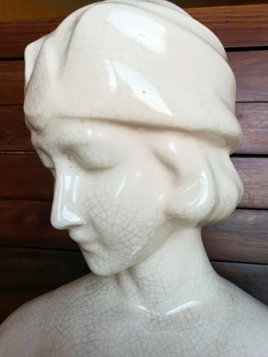 Louvière Art Déco Buste Jeune Femme - Skulptur - Art Deco - Keramik