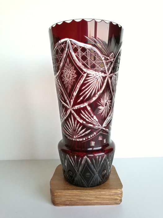Cristal de Bohème rouge rubis - Vase - Cristal