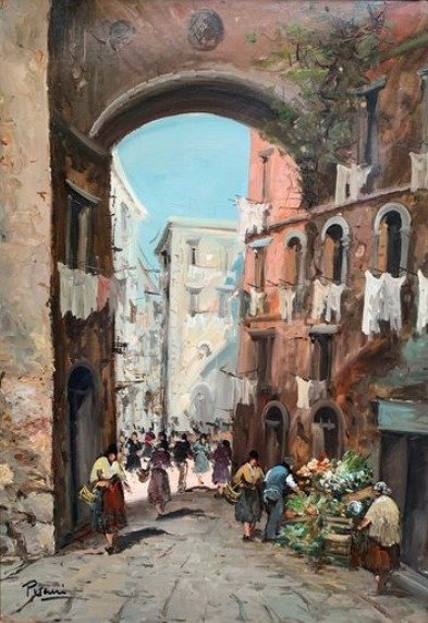 Pittore del XIX-XX secolo - " Strada di Napoli "
