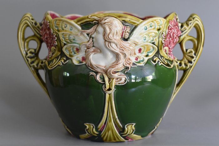 Onnaing - Vaso in stile liberty - Barbotine