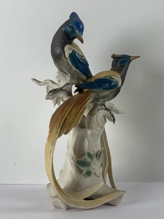 Karl Ens, Volkstedt - oiseaux cardinaux bleus - Porcelaine